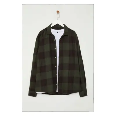 Trendyol Khaki Regular Fit Winter Plaid Lumberjack Shirt