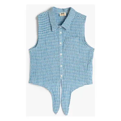 Koton Girls Blue Plaid Shirt