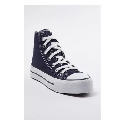 Trendyol Navy Blue Lace-Up Women's High-Top Sneakers