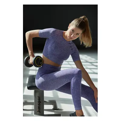 Trendyol Lilac Crop Seamless/Seamless Crew Neck Knitted Sports Top/Blouse