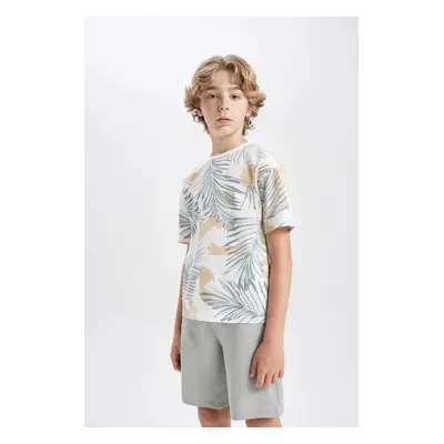 DEFACTO Boy Oversize Fit Crew Neck Patterned Short Sleeve T-Shirt