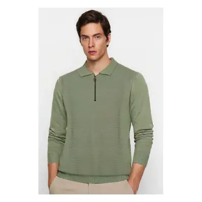 Trendyol Light Green Slim Fit Crew Neck Textured Knitwear Sweater