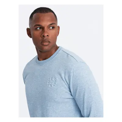 Ombre Men's mélange sweatshirt with embroidered logo - blue