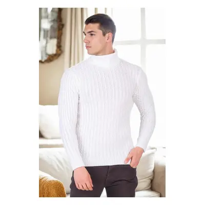 19295 Dewberry Turtleneck Mens Sweater-WHITE