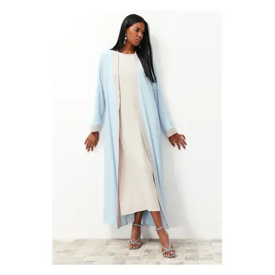 Trendyol Blue Color Block Long Woven Dressless One Piece Cap & Abaya & Abaya