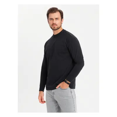 Ombre Men's longsleeve with zippered polo collar - black