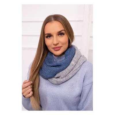 Kesi KN14 Dámský dvoubarevný džínový + šedý snood