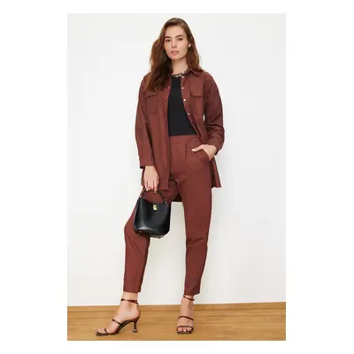 Trendyol Dark Brown Pocket Detailed Snap Closure Shirt-Pants Woven Suit