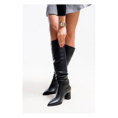 LuviShoes Black Skin Women's Boots