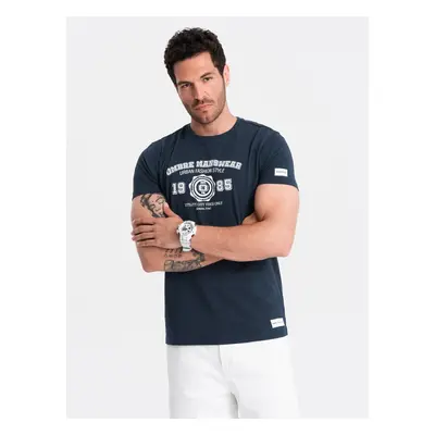 Ombre Men's college print t-shirt - navy blue