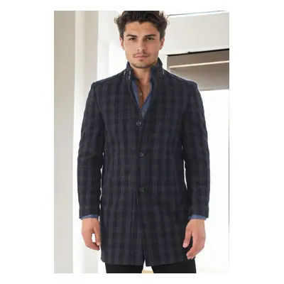 PLT8370 DEWBERRY MEN'S COAT-PATTERNED NAVY BLUE-2