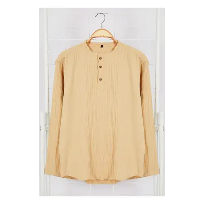 Trendyol Beige Relaxed Fit Linen Shirt