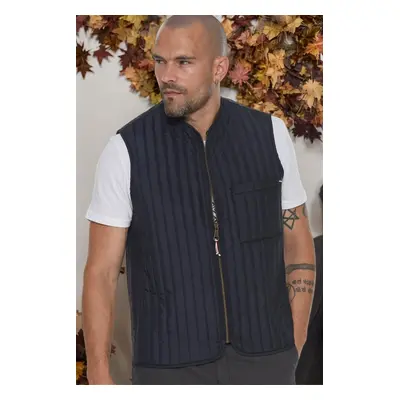 Y8611 DEWBERRY MEN'S VEST-PLAIN NAVY BLUE