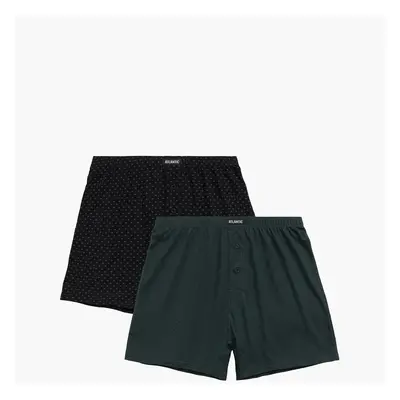 Pánské volné boxerky ATLANTIC 2Pack - černé/zelené se vzorem