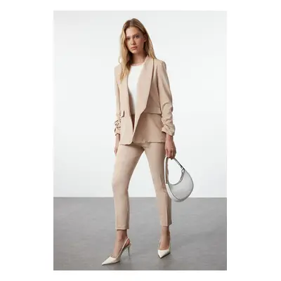 Trendyol Beige Woven Trouser-Blazer Jacket Set