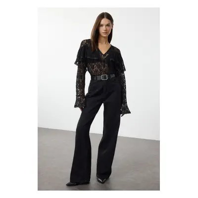 Trendyol Black Lace Boho Woven Woven Blouse