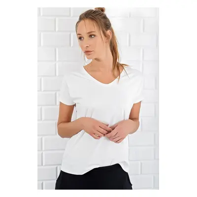 Trend Alaçatı Stili Women's White V-Neck Basic T-Shirt