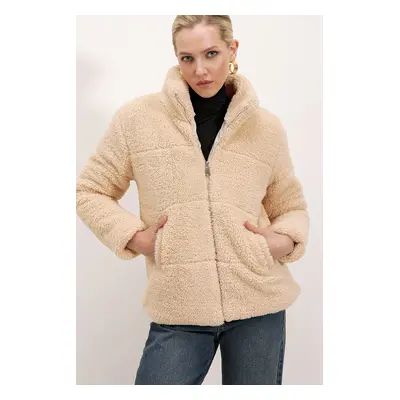 Bigdart Lined Plush Coat - Cream