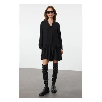 Trendyol Black Mini Thick Viscose Woven Shirt Dress