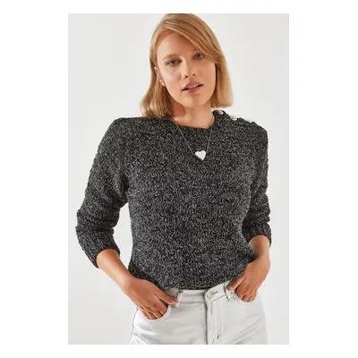 Bianco Lucci Women's Shoulder Placket Sweater