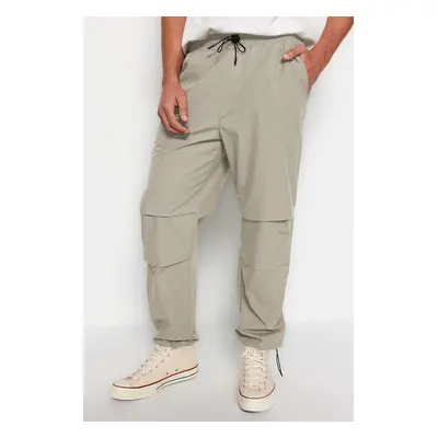 Trendyol Light Khaki Elastic Waist Tied Jogger Fit Baggy Parachute Pants