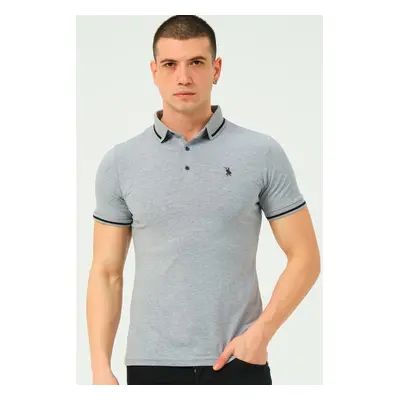 T8586 DEWBERRY MEN'S POLO NECK T-SHIRT-GREY-2