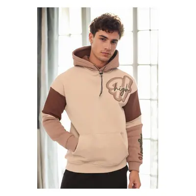 71185 Dewberry Embroidered Oversize Mens Sweatshirt-BEIGE