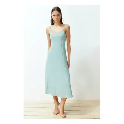 Trendyol Mint A-line Midi Strappy Woven Dress