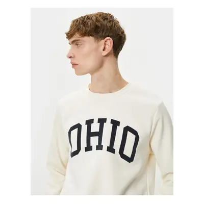 Koton Crew Neck Sweatshirt College Printed Long Sleeve Ribbed