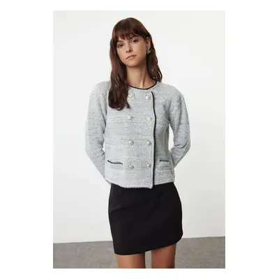 Trendyol Gray Double Breasted Knitted Cardigan