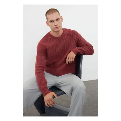 Trendyol Dusty Rose Regular Crew Neck Textured Knitwear Sweater