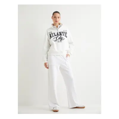 Koton Half-Zip Sweatshirt College Themed Printed Comfort Fit