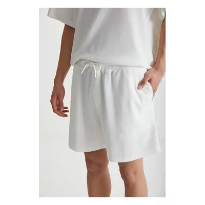 GRIMELANGE RAMADANP012 Men's 100% Cotton Waffle Ecru Short