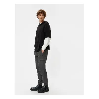 Koton Cargo Jogger Trousers Laced Waist Pocket Detail Cotton