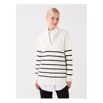 LC Waikiki Half Turtleneck Striped Long Sleeve Women's Knitwear Tunic