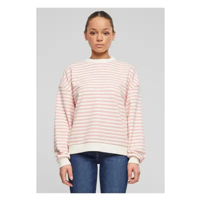 Dámská mikina Oversized Striped - růžová/smetanová