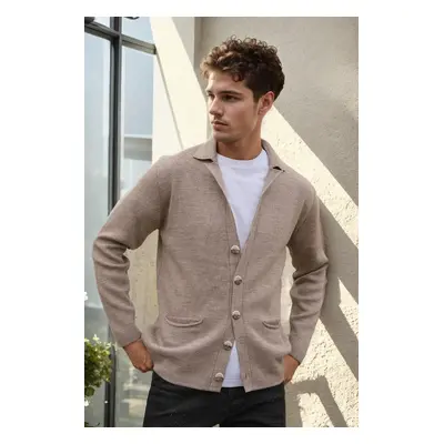 36916 Dewberry Double Breasted Collar Mens Cardigan-VİZON