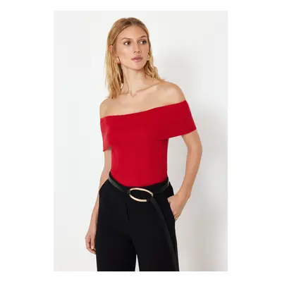 Trendyol Red Premium Yarn/Special Yarn Carmen Collar Knitwear Thin Blouse