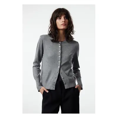 Trendyol Gray Premium Yarn/Special Yarn Jacket Look Knitwear Cardigan