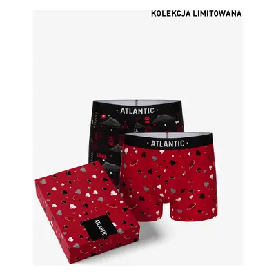 Pánské boxerky Love ATLANTIC 2Pack + dárková krabička - černá, červená