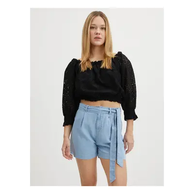 Černý dámský vzorovaný crop top Guess Rafa - Dámské