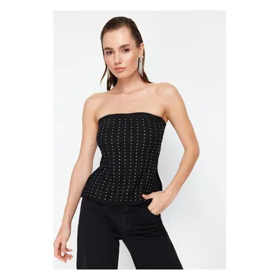 Trendyol Black Shiny Slit Woven Blouse