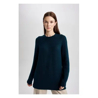 DEFACTO Regular Fit Crew Neck Basic Plain Knitwear Sweater Tunic