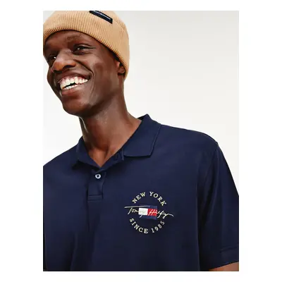 Tmavě modré pánské polo triko Tommy Hilfiger Icon Logo Interlock - Pánské