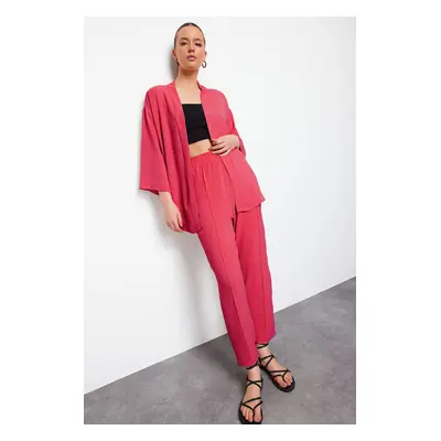 Trendyol Fuchsia Woven Kimono-Pants Set