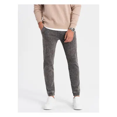 Ombre Men's marbled denim JOGGERS pants - gray