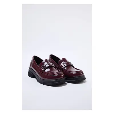 Trendyol Burgundy Buckled Thick Sole Women's Loafer