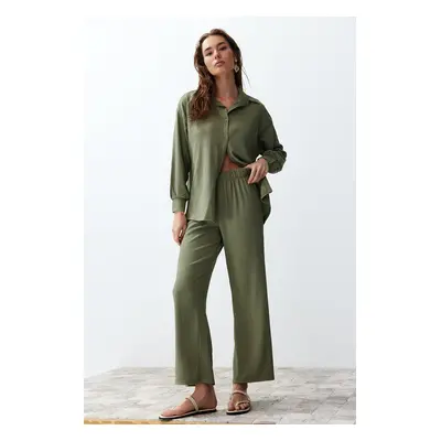 Trendyol Green Woven Shirt-Pants Set