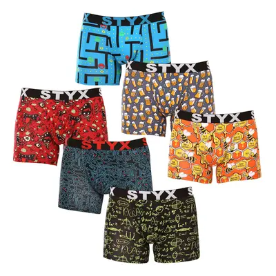 6PACK pánské boxerky Styx long art sportovní guma vícebarevné