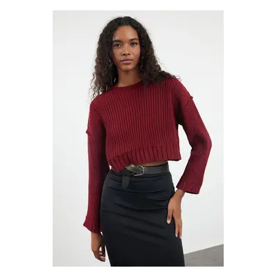 Trendyol Claret Red Super Crop Knitwear Sweater